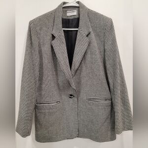 Vintage Alfred Dunner Houndstooth Classic Blazer Size 8 Padded Shoulder